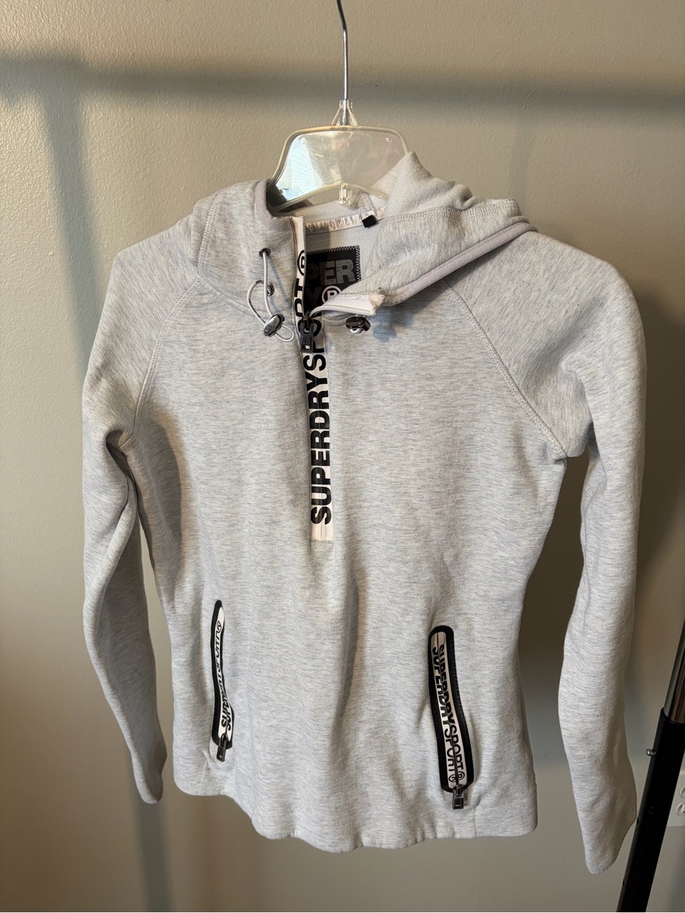 Superdry Heather Gray Funnel Neck Pullover Hoodie